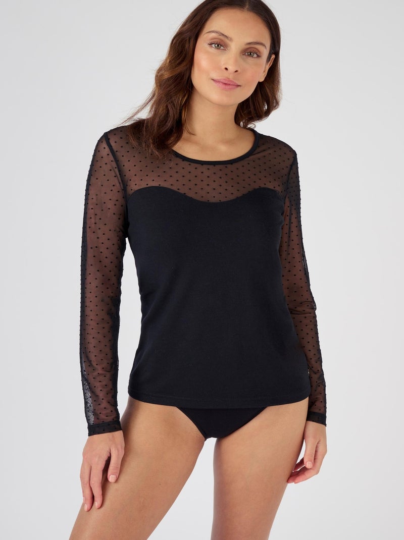 T-shirt tulle plumetis Thermolactyl - Damart Noir - Kiabi