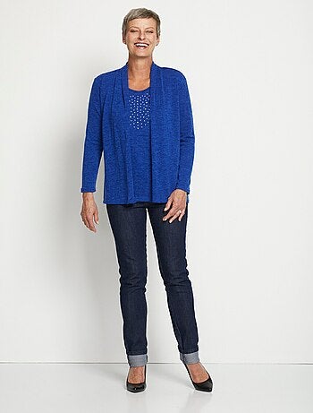 T-shirt tunique 2 en 1 strass manches longues
