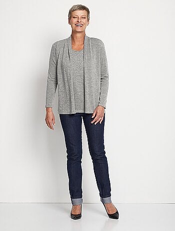 T-shirt tunique 2 en 1 strass manches longues