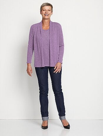 T-shirt tunique 2 en 1 strass manches longues