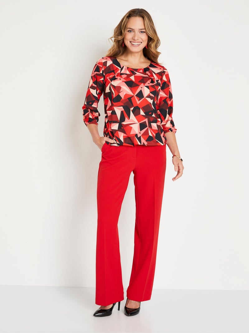 T-shirt tunique court imprimé graphique Noir Rouge - Kiabi