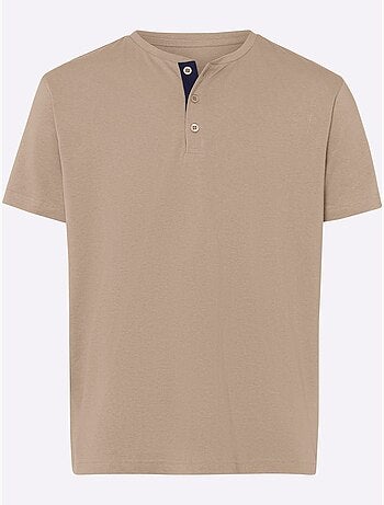 T-shirt tunisien à Encolure Ronde Patte De Boutonnage Courte - Taille Standard - Moda Vilona
