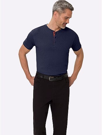 T-shirt tunisien à Encolure Ronde Patte De Boutonnage Courte - Taille Standard - Moda Vilona