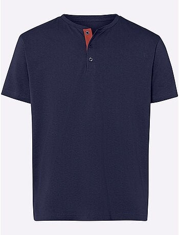 T-shirt tunisien à Encolure Ronde Patte De Boutonnage Courte - Taille Standard - Moda Vilona
