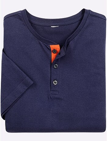 T-shirt tunisien à Encolure Ronde Patte De Boutonnage Courte - Taille Standard - Moda Vilona
