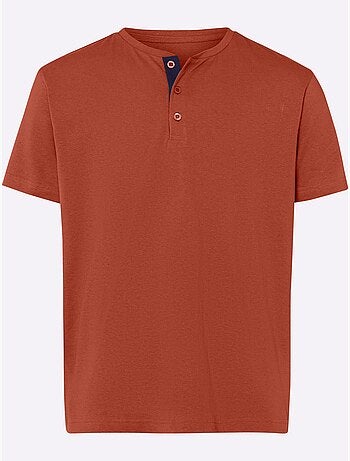 T-shirt tunisien à Encolure Ronde Patte De Boutonnage Courte - Taille Standard - Moda Vilona