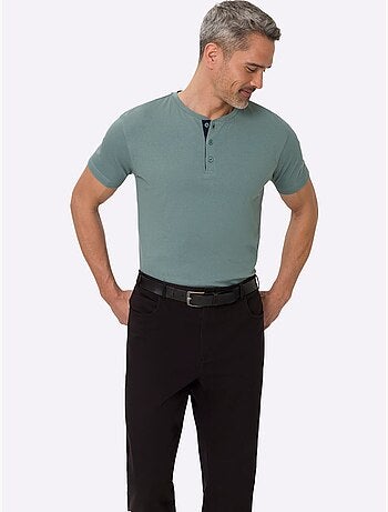 T-shirt tunisien à Encolure Ronde Patte De Boutonnage Courte - Taille Standard - Moda Vilona