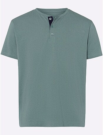 T-shirt tunisien à Encolure Ronde Patte De Boutonnage Courte - Taille Standard - Moda Vilona