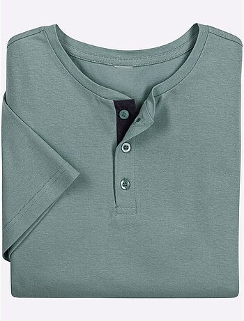 T-shirt tunisien à Encolure Ronde Patte De Boutonnage Courte - Taille Standard - Moda Vilona
