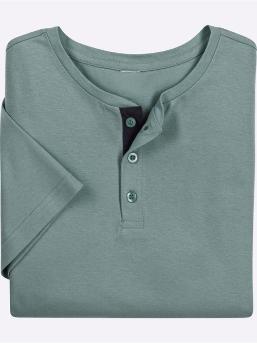 T-shirt tunisien à Encolure Ronde Patte De Boutonnage Courte - Taille Standard - Moda Vilona - Kiabi