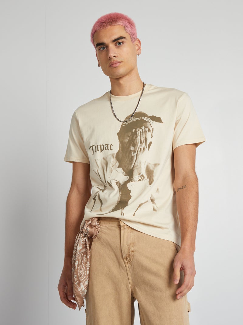 T-shirt 'Tupac' Beige - Kiabi