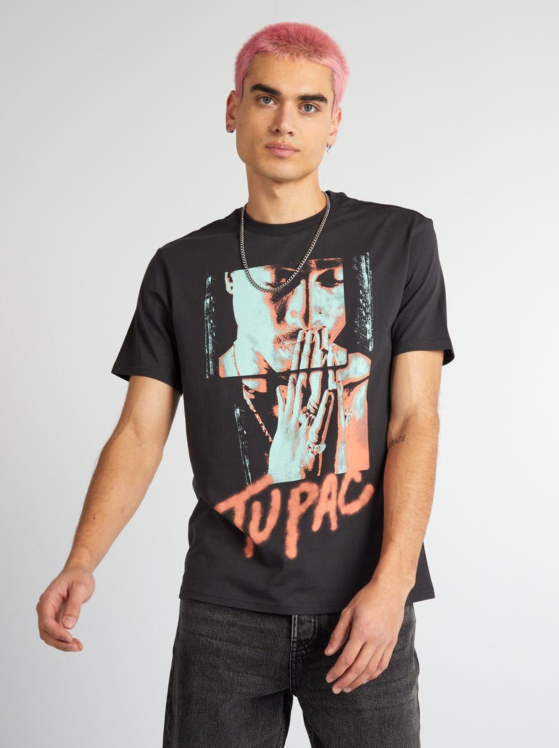T-shirt 'Tupac' noir - Kiabi