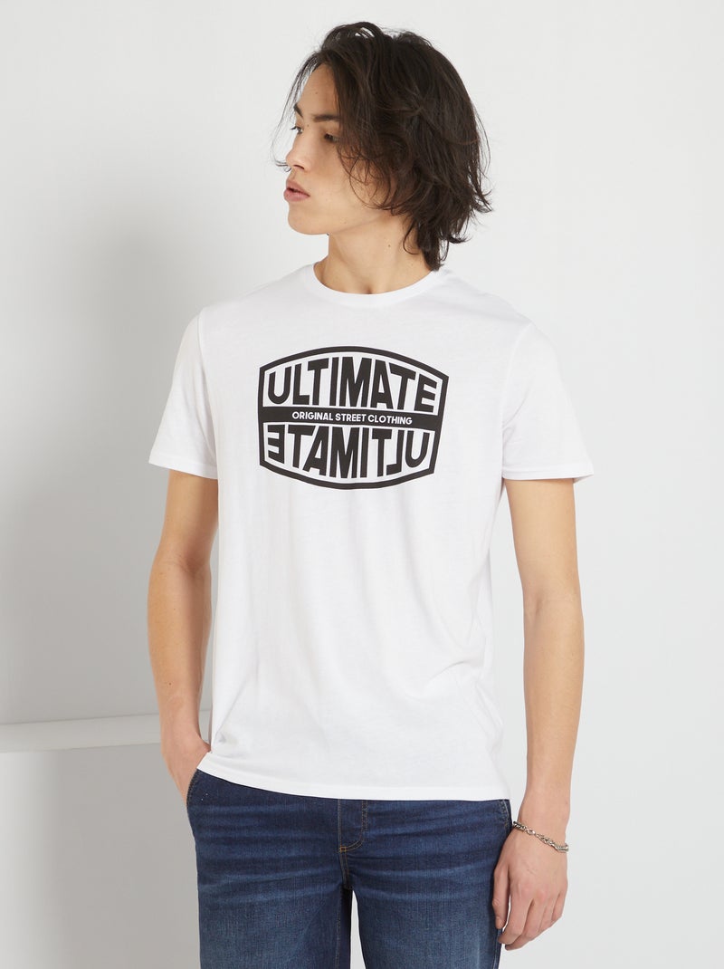 T-shirt type 'boxing club' blanc/noir - Kiabi