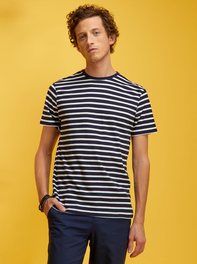 T-shirt type marinière Navy/blanc - Kiabi