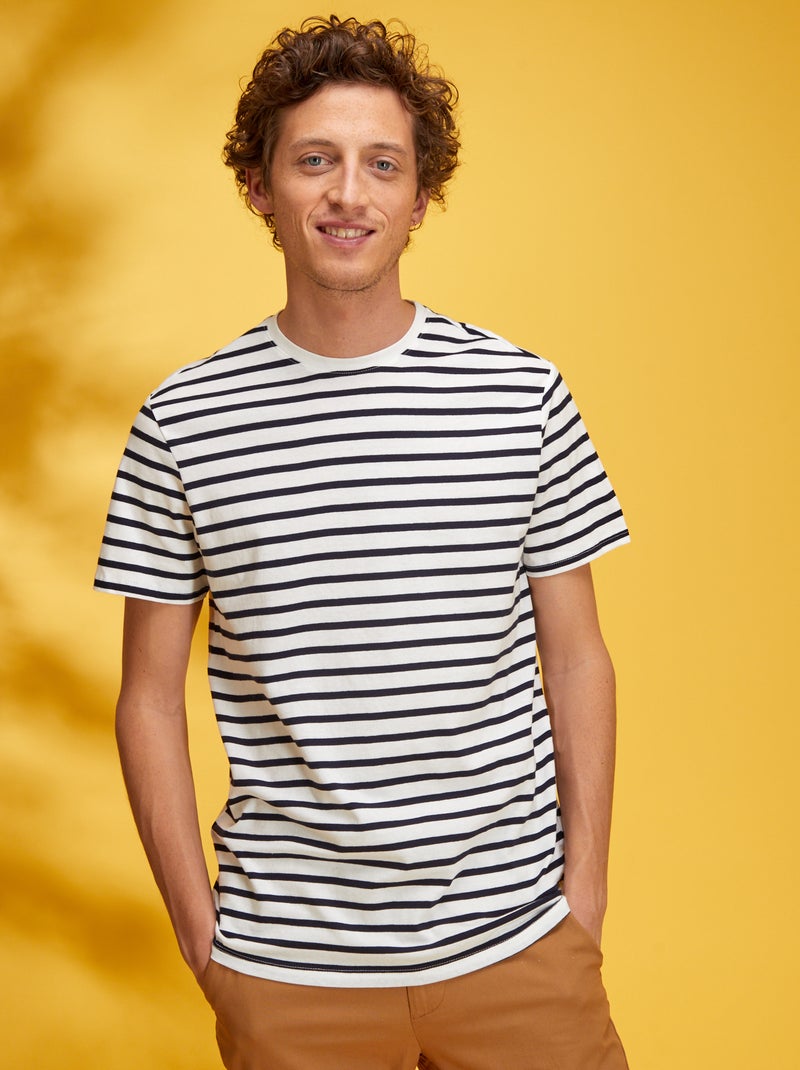 T-shirt type marinière Noir/blanc - Kiabi
