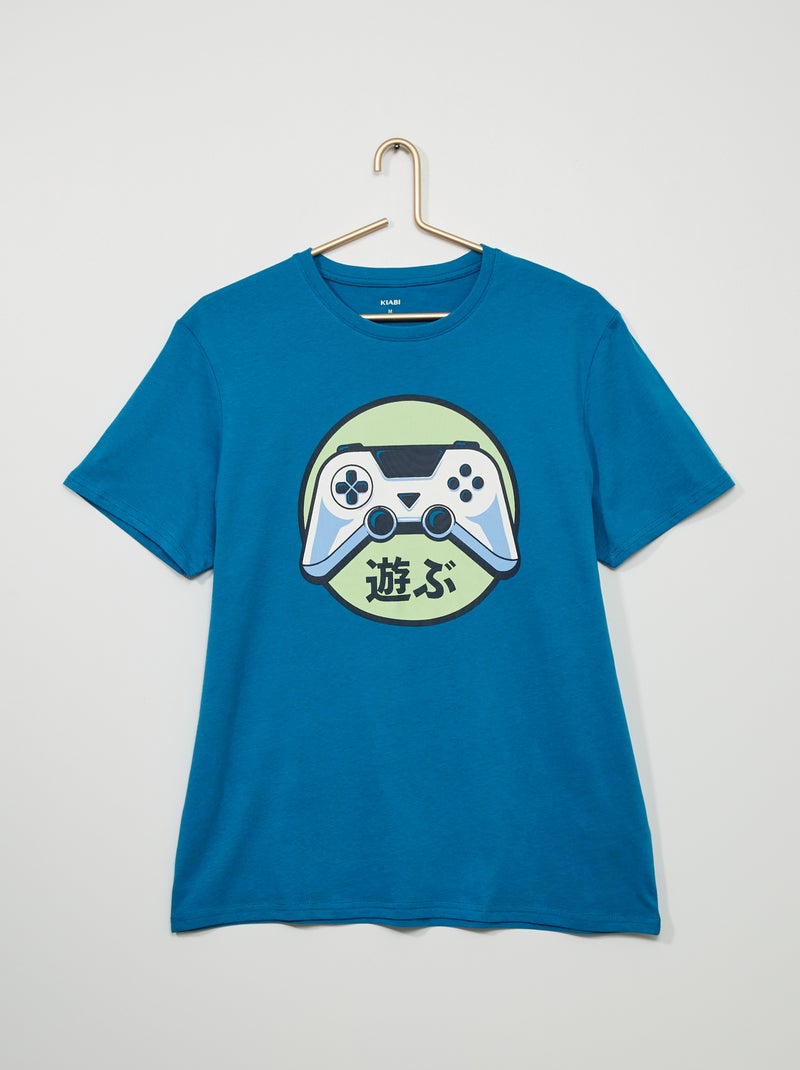 T-shirt type sport américain bleu/vert - Kiabi