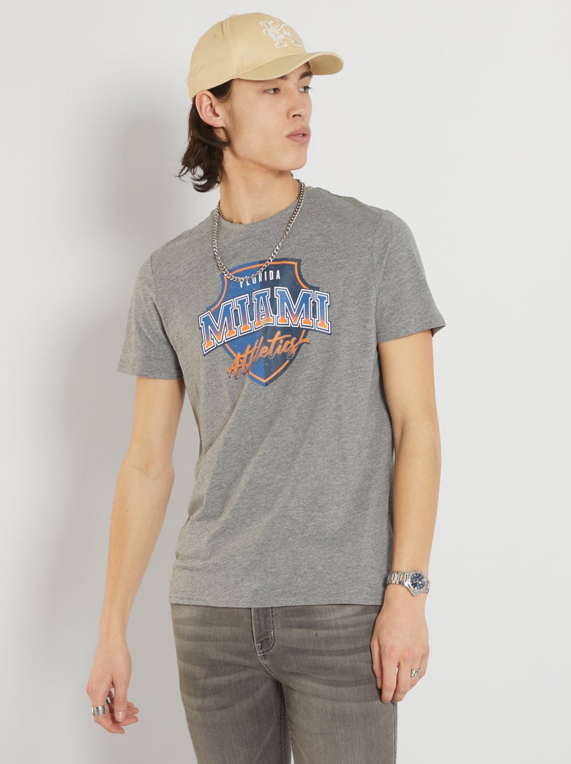 T-shirt type sport américain gris - Kiabi