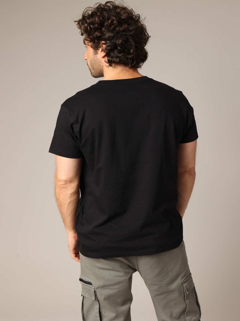 T-shirt uni 100% coton avec poche poitrine
 'Deeluxe' Noir - Kiabi