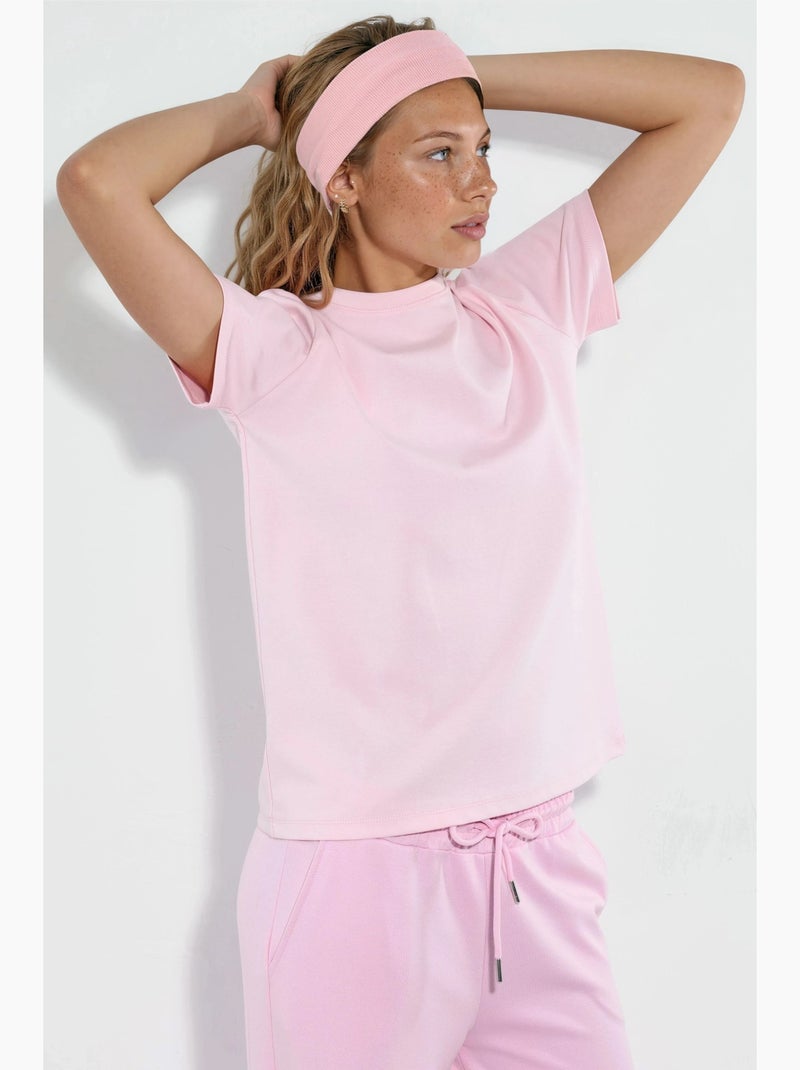 T-shirt uni à col rond busem Rose pâle - Kiabi