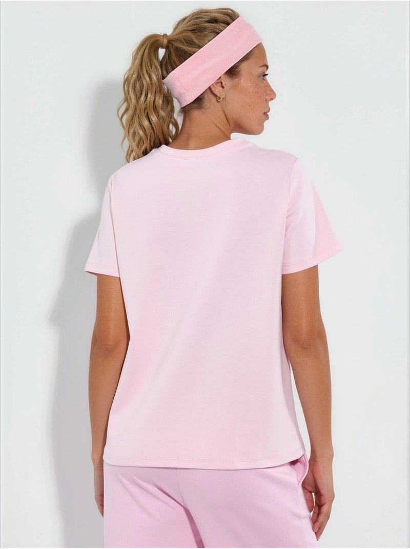 T-shirt uni à col rond busem Rose pâle - Kiabi