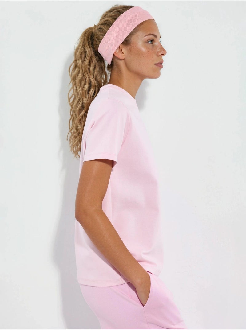 T-shirt uni à col rond busem Rose pâle - Kiabi