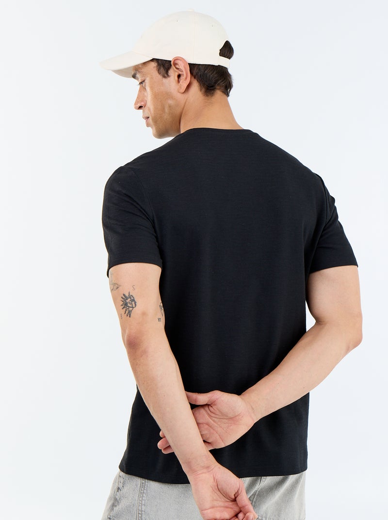 T-shirt uni à col rond homme Noir - Kiabi