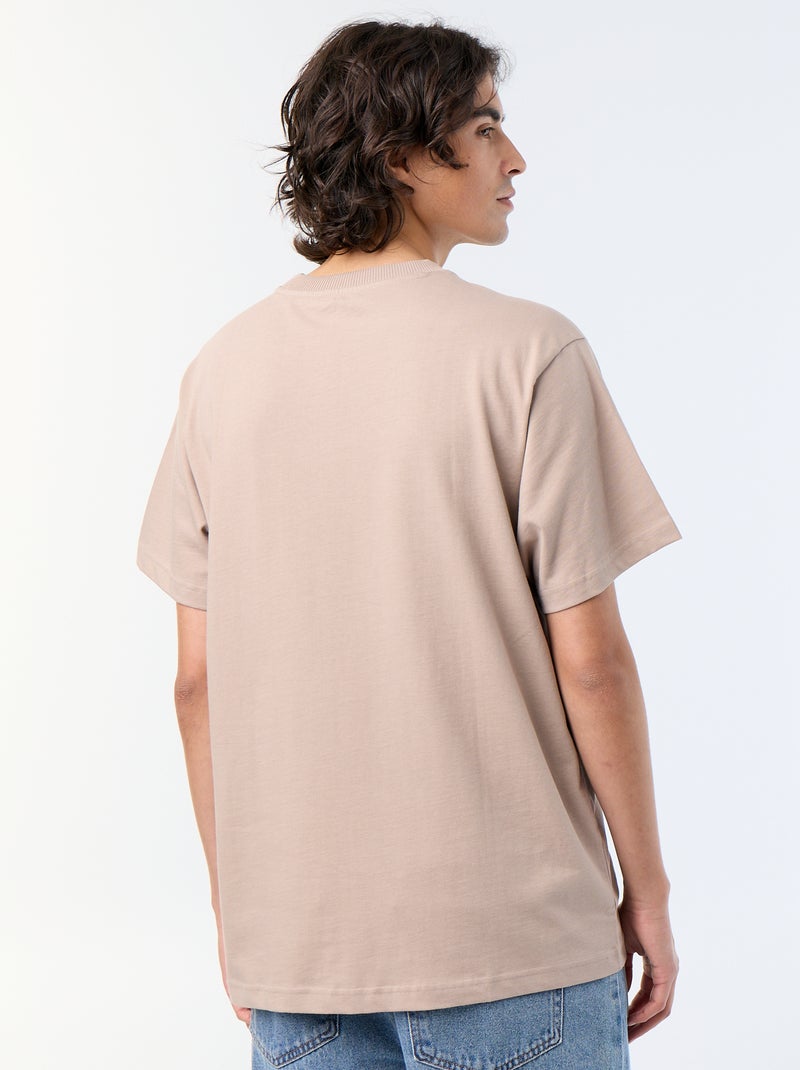 T-shirt uni à col rond pour homme Beige - Kiabi