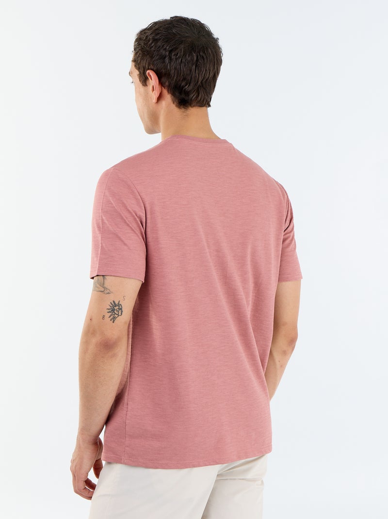 T-shirt uni à col rond pour homme Rose - Kiabi