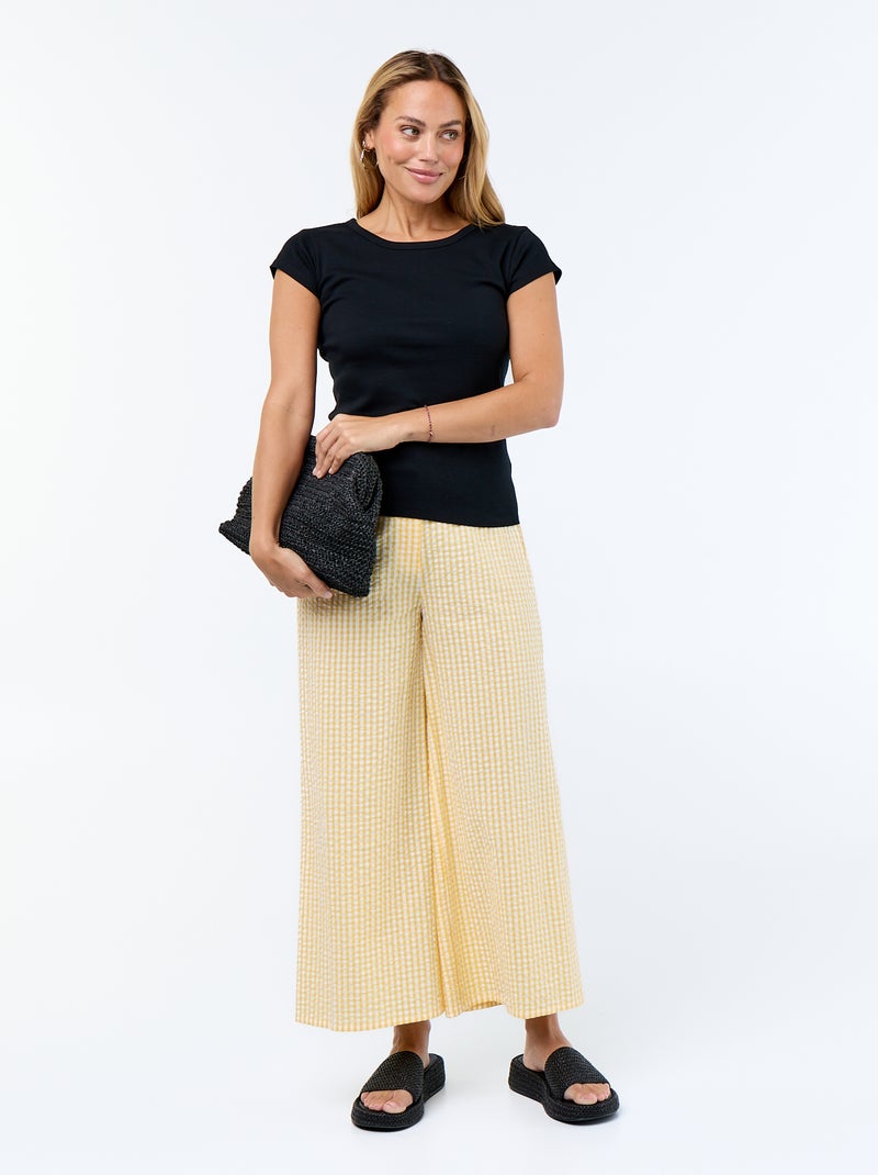 T-shirt uni à dos nu et manches courtes Noir - Kiabi