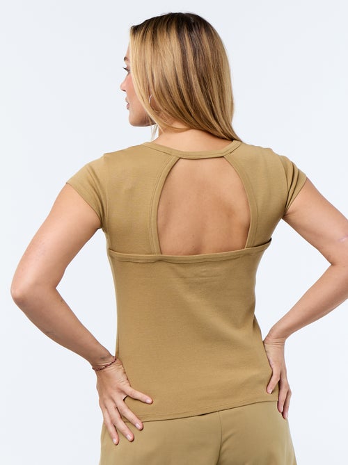 T-shirt uni à dos nu et manches courtes - Kiabi