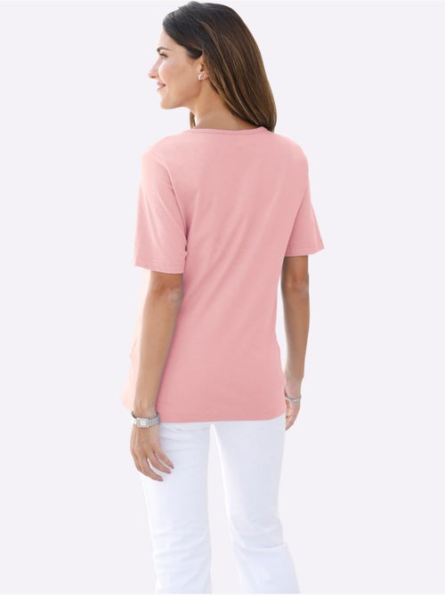 T-shirt uni à encolure ronde et manches courtes en coton - Taille standard - Moda Vilona - Kiabi