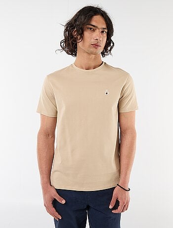 T-shirt uni à manches courtes avec broderie