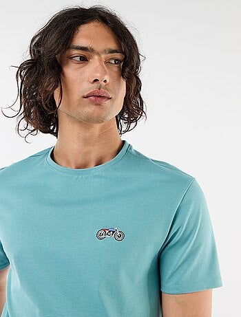 T-shirt uni à manches courtes avec broderie