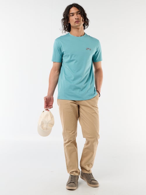 T-shirt uni à manches courtes avec broderie - Kiabi