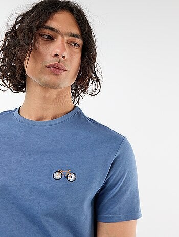 T-shirt uni à manches courtes avec broderie