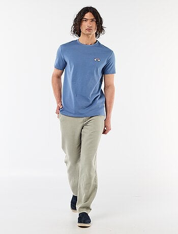 T-shirt uni à manches courtes avec broderie