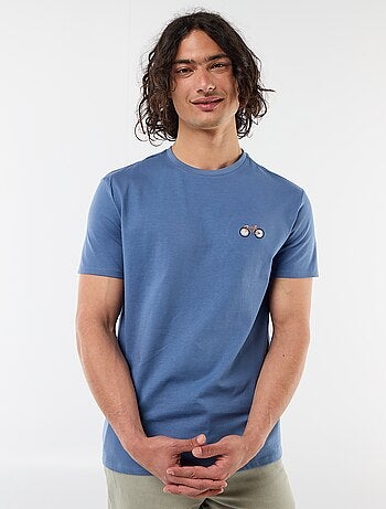 T-shirt uni à manches courtes avec broderie