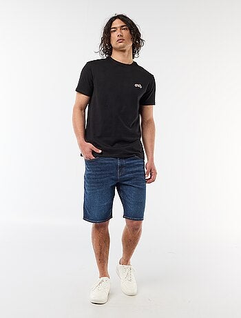 T-shirt uni à manches courtes avec broderie