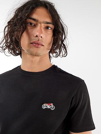 T-shirt uni à manches courtes avec broderie
