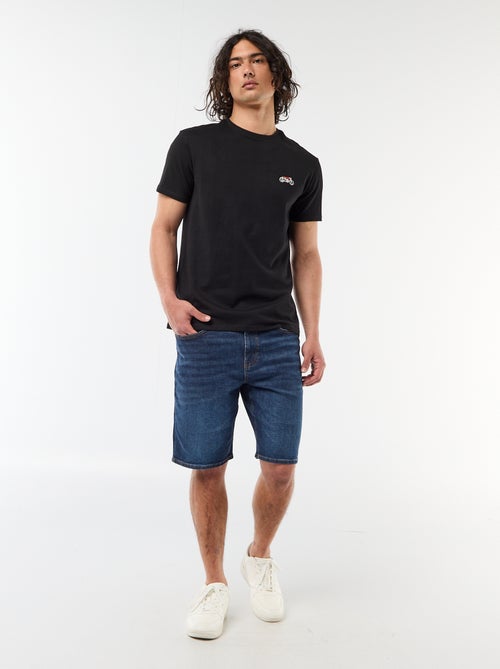 T-shirt uni à manches courtes avec broderie - Kiabi