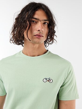 T-shirt uni à manches courtes avec broderie