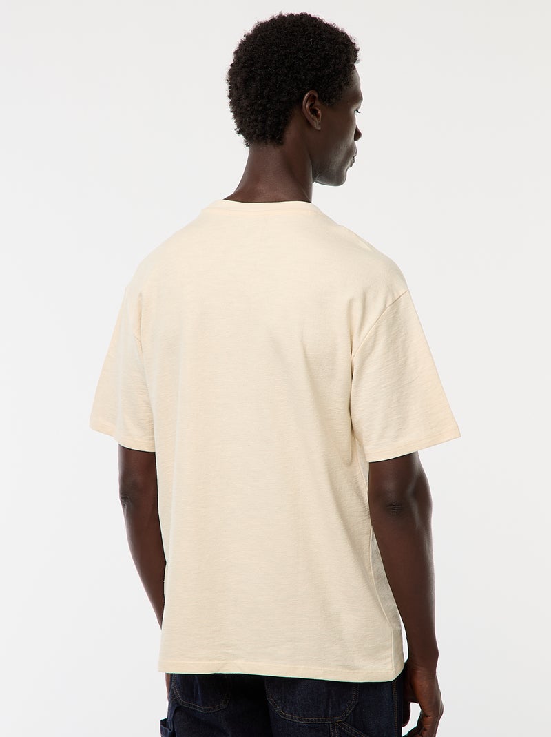 T-shirt uni à manches courtes avec poche poitrine Blanc - Kiabi