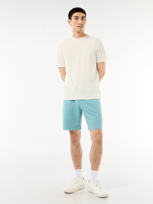 T-shirt uni à manches courtes en maille fantaisie - Kiabi