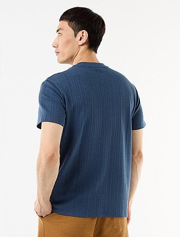 T-shirt uni à manches courtes en maille fantaisie