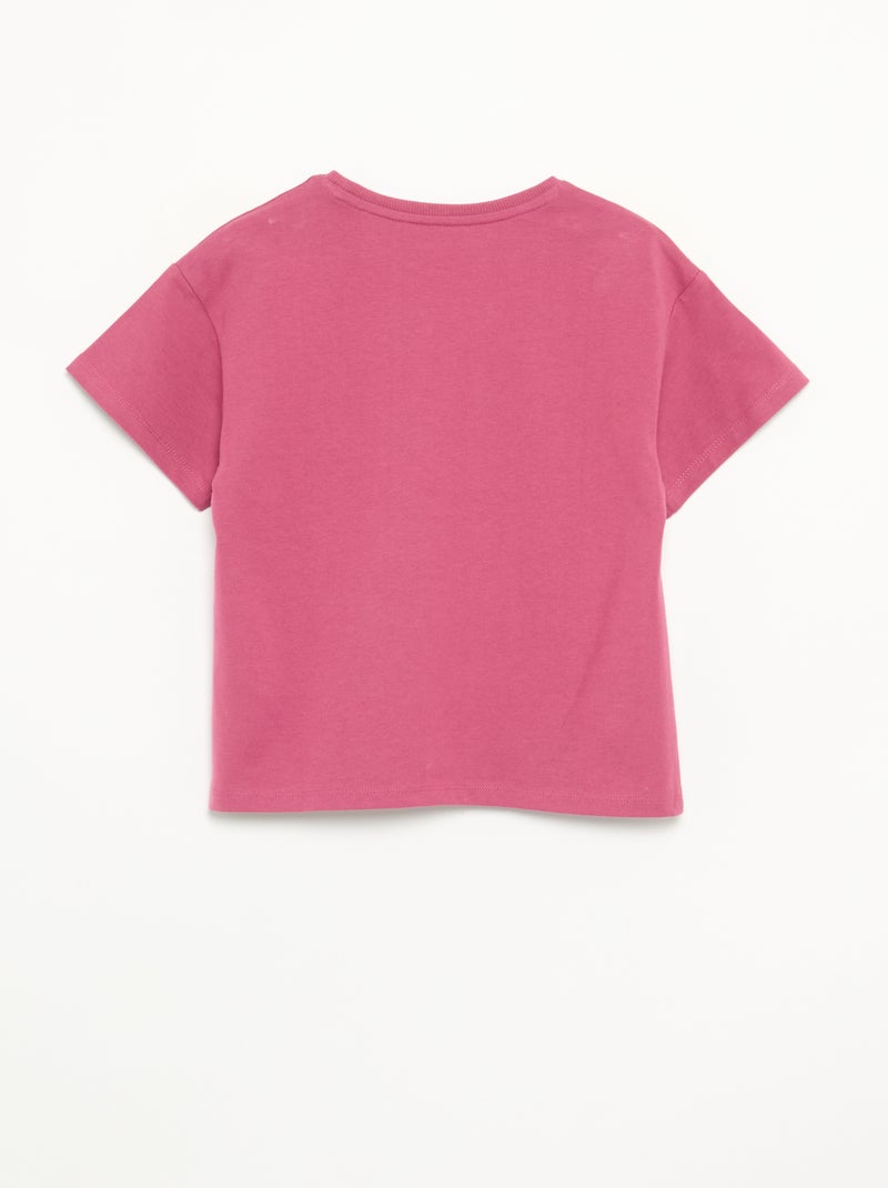 T-shirt uni à manches courtes et col rond - Kiabi Rose - Kiabi