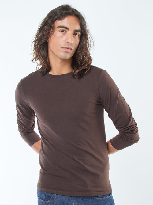 T-shirt uni à manches courtes et col rond - Kiabi