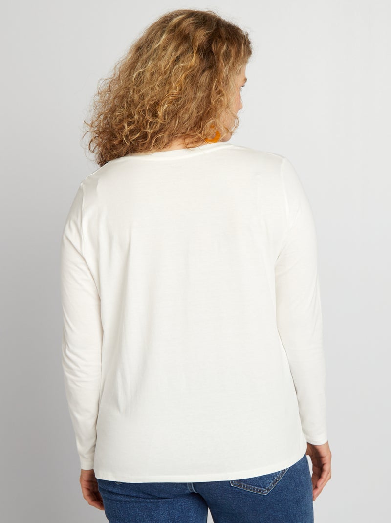 T-shirt uni à manches longues blanc - Kiabi