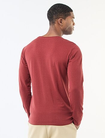 T-shirt uni à manches longues et col rond