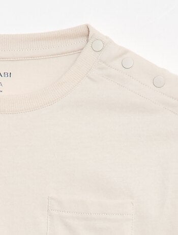 T-shirt uni à manches longues et poche poitrine - collection facile à enfiler