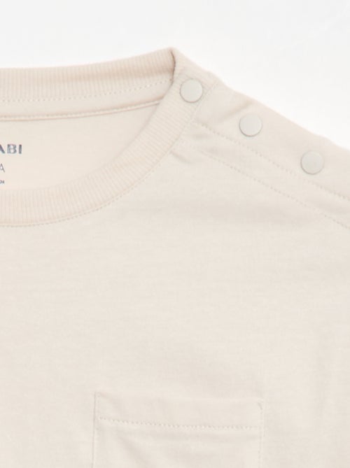 T-shirt uni à manches longues et poche poitrine - collection facile à enfiler - Kiabi